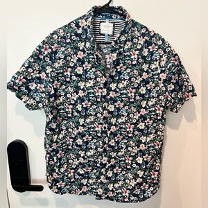 Denim & Flower Blue and Pink Casual Button Down Shirt